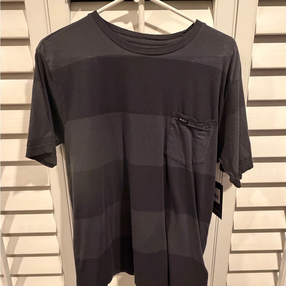 RVCA Men's Dark Gray Striped Pocket Tee